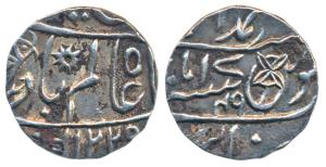 Muhammadabad Banaras Mint, Silver ¼ Rupee, 2.78g, in the name of Shah Alam II, AH 1225/49,
