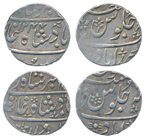 Ahmedabad Mint, Silver Rupee (2), 11.64g & 11.71g, in the name of Muhammad Akbar II, AH 12