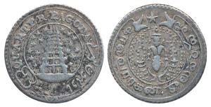 Silver ¼ Pagoda, 10.14g, 2nd issue, 1808, obv. value in English and Persian on ribbon arou