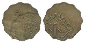 George VI, Nickel-Brass 1 Anna, Error, 40% off-centre on both sides. Extremely Fine, Very 
