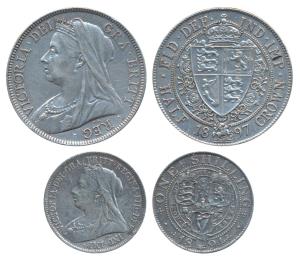 Great Britain, Victoria, Silver ½ Crown, veiled bust, 1897, rev. crowned shield (KM 782); 
