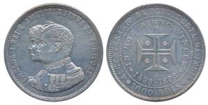 Portugal, Carlos I, Silver 1000 Reis, 1898, 400th Anniversary of Discovering India 1498-18
