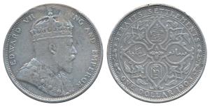 Straits Settlements, Edward VII, Silver Dollar, 26.65g, 1903, rev. artistic design within 