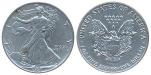United States of America, Silver Dollar, 31.61g, 1991, Walking Liberty, (KM 273). About Un
