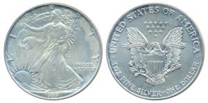 United States of America, Silver Dollar, 31.1g, 1995, Walking Liberty, (KM 273). Mint Stat