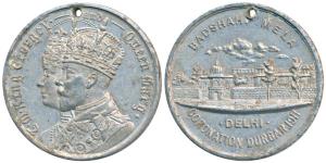 Delhi Coronation Durbar 1911, White metal Medal, obv. conjoined busts of George V and Mary