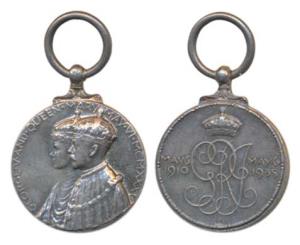 George V and Queen Mary Silver Jubilee Medal, Silver Miniature, obv. conjoined bust of Geo