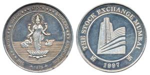 The Native Share & Stock Brokers Association, Silver Medal, 150g, obv. Laxmiji standing on