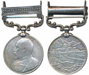 India General Service Medal, Edward VII, Silver, North West Frontier 1908 bar, awarded to 