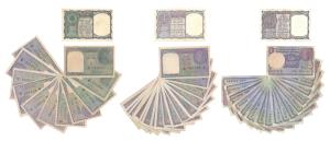 Rupee 1, near complete set of 59 notes, with different dates and signatures of all varieti
