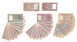 Rupees 2, near complete set of 36 notes, with different dates and signatures. Mostly Uncir