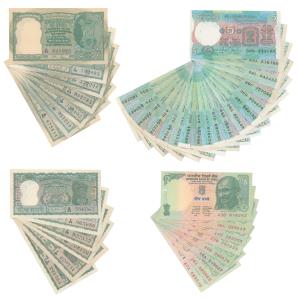 Rupees 5, near complete set of 41 notes, with different dates and signatures. Uncirculated