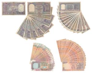 Rupees 10, near complete set of 77 notes, with different dates and signatures of all varie