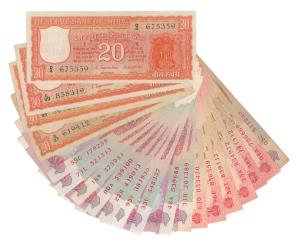 Rupees 20, near complete set of 28 notes, with different dates and signatures of all varie