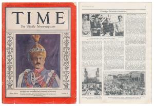 Time Magazine, February 22 1937, Nizam of Hyderabad Mir Osman Ali Khan featured on the cov
