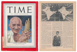 Time Magazine, June 30 1947, Mahatma Gandhi featured on the cover page and caption below “