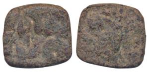 Post-Mauryan, Lead Unit, 2.83g, die-struck, uninscribed, obv. battle axe, rev. obliterated