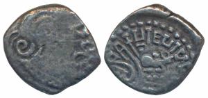 Kalachuris of Mahishmati, Krishnaraja (c. 550-575 AD), Silver Drachm, 1.63g, obv. bust of 