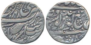 Amritsar Mint, Silver Rupee, VS 1868 (1811 AD), Nanakshahi couplet, a distinct four petal 