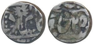 Bijawar, Lakshman Singh (1833-1847 AD), Silver Rupee, debased silver and dumpy flan, RY 25