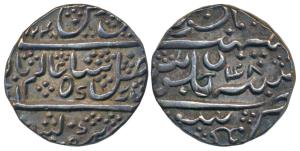 Krishna Raja Wodeyar (AH 1225-1285; 1810-1868 AD), Silver Rupee, 11.41g, in the name of Sh