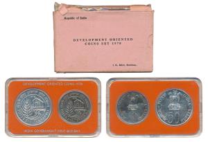 1978 Uncirculated Set, Food and Shelter For All, set of 2, Rupees 10 and 50. In near immac