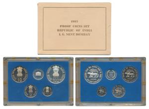 1985 Proof Set, Golden Jubilee of the Reserve Bank of India, set of 4, 50 paise to Rupees 