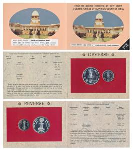 2000 Uncirculated Set, Golden Jubilee of Supreme Court of India, set of 2, Rupees 2 and 50
