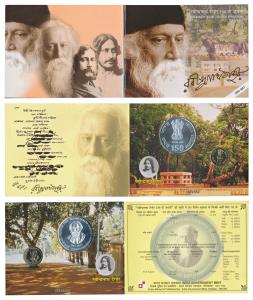 2011 Uncirculated Set, 150th Birth Anniversary of Rabindranath Tagore, set of 2, Rupees 5 