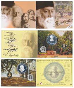 2011 Proof Set, 150th Birth Anniversary of Rabindranath Tagore, set of 2, Rupees 5 and 150