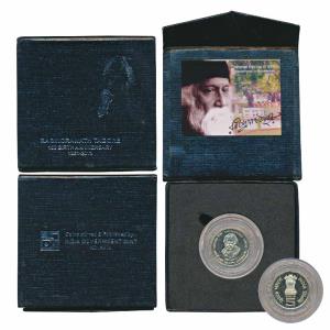 Nickel Brass Rupees 5, 2011, 150th Birth Anniversary of Rabindranath Tagore. Uncirculated,