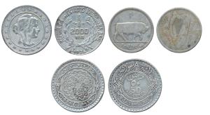 Brazil, Silver 2000 Reis, 7.84g, 1924 (KM 526); Syria, 50 Qirah/Piastres, 9.92g, 1929 (KM 
