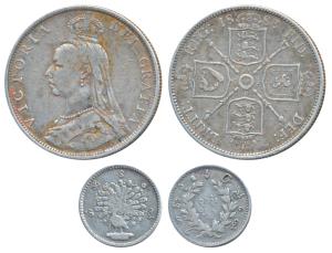 Burma, Silver 1/8 Rupee/ Mu, dancing peacock on obv (KM 7); Great Britain, Victoria Queen,