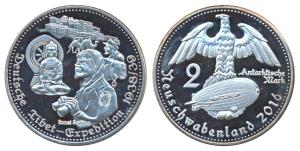 Germany, Fantasy Cupro Nickel 2 Antarctic Mark, commemorating the German expedition to Tib
