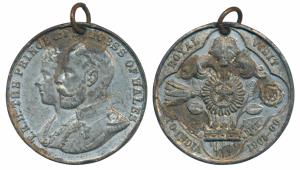 Prince and Princess of Wales Medal, Pewter, obv. conjoined busts of George V and Mary, rev