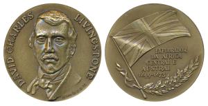 David Charles Livingstone, 1849-1873, Large Bronze Medal, The famous English Explorer who 