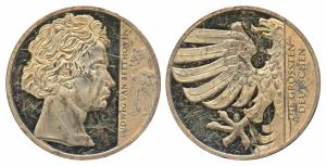 Ludwig Van Beethoven (1756-1791), German Composer, Gilt Copper Medallion, obv. Potrait and