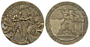 Vasco Da Gama, Indo Portugese, Bronze Medallion, 1972, obv. scene of Vasco Da Gama meeting