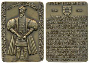 Sixth Viceroy of India D. Pedro De Mascarenhas, Rectangle Heavy Bronze Medallion, obv.full