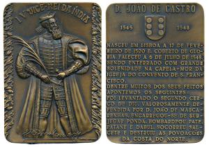 Fourth Viceroy of India D. Joao De Castro, Rectangle Heavy Bronze Medallion, obv. full len