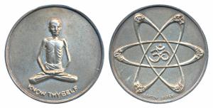 Jainism, Silver, Sri Rajachandraji, Silver 26.50g, rev. Om at centre and three ellipsoids 