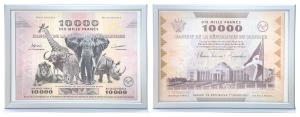 Burundi, 10,000 Francs, comes with a nice display frame and a certificate of authenticity.