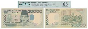 Indonesia, 20,000 Rupiah, 1998 First year of issue, fancy serial number, Lord Ganesha feat