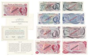 Northern Ireland, set of 1,5,10 & 100 Pounds specimen set with Certificate of Authenticity