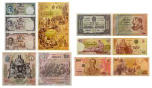 Thailand, Group of special issue Commemorative notes, 100 Baht x 2, 60 Baht x 2, uncut she