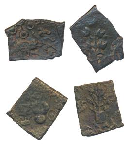 Satavahanas, Sri Satakarni (c. 1st century BC), Rectangular Copper ½ Karshapana, 2.76g & 3