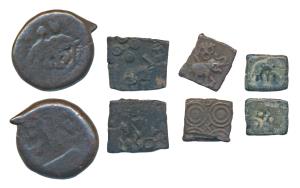 Assorted lot of Satavahanas, Vidharbha Region, probably from Northern (Pauni) area (c. 200