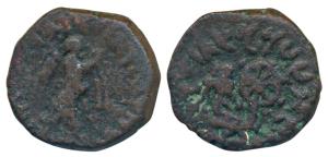 Western Kshatrapas, Abheraka (10-20 AD), Copper Unit, 5.93g, obv. Greek Goddess Nike with 