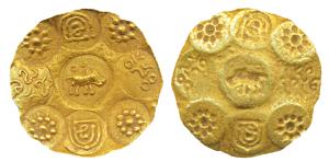 Kakatiyas of Warangal (c. 1100-1200 AD), Punch Marked Gold Gadyana, 3.83g, 30mm, Repousse,