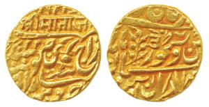 Jaswant Singh (AH 1290-1313; 1873-1895 AD), Gold Mohur, 11.01g, Jodhpur Mint, with the nam
